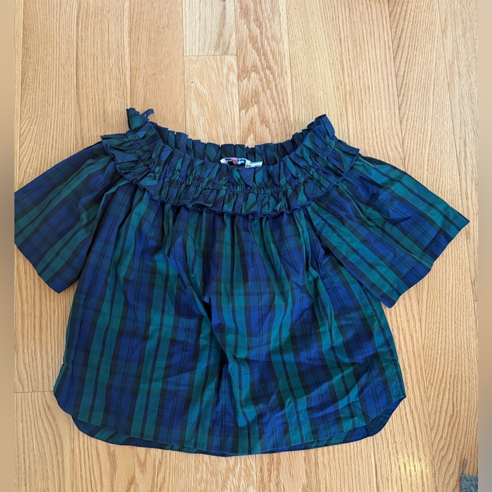 Vineyard Vines Off the Shoulder Plaid Top
